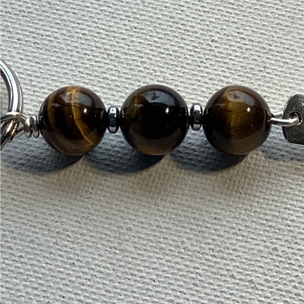 Tigers eye crystal keychain, family charm, beaded key ring, handmade key chain - Picture 3 of 5